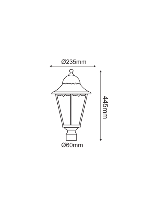 GARDEN LIGHT BLACK MAT RAL9005M 23.5Χ44,5cm Φ60