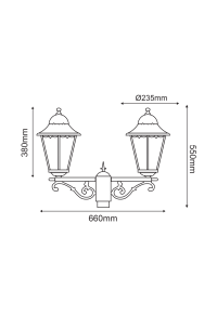 GARDEN LIGHT DOUBLE BLACK MAT RAL9005M 23.5Χ44,5cm Φ60