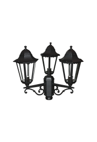 GARDEN LIGHT TRIPLE BLACK MAT RAL9005M 23.5Χ44,5cm Φ60