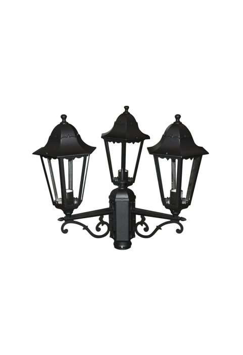 GARDEN LIGHT TRIPLE BLACK MAT RAL9005M 23.5Χ44,5cm Φ60