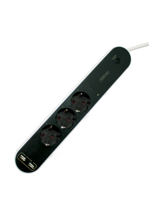 WI-FI POWER STRIP 3-SHUCKO SOCKETS 16A 250V 3680W MAX EACH & 2 USB PORTS 2,4A 5V EACH