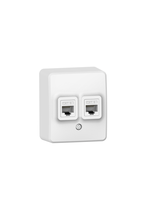 MURATA DOUBLE LAN SOCKET WALL MOUΝΤED 2xRJ45 CAT6 UTP IP20 WHITE