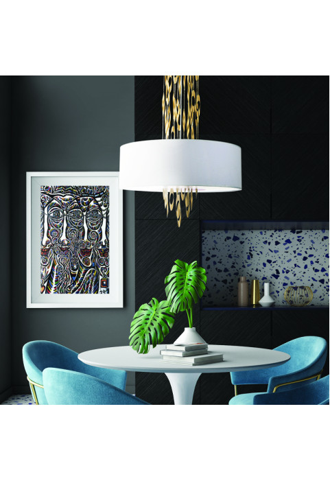 ПОЛИЛЕЙ ACA LIGHTING / LAMP 5XE14 CASCADA GOLD METAL + WHITE FABRIC D60XH100CM