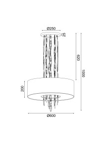 ПЕНДЕЛ 5ΧΕ14 CASCADA ХРОМ МЕТАЛ+БЯЛ ТЕКСТИЛ D60XH100CM