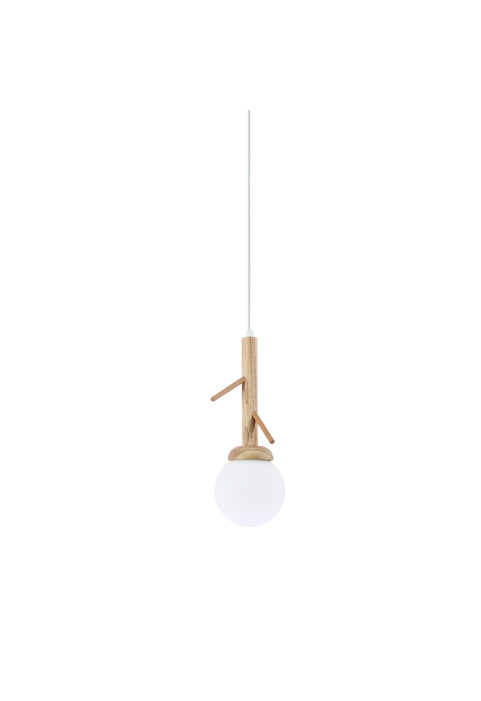 ПЕНДЕЛ 1ΧΕ14 FLORESTA ДЪРВО+БЯЛО СТЪКЛО D15XH200CM