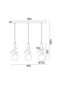 ПЕНДЕЛ 3ΧΕ14 FLORESTA ДЪРВО+БЯЛО СТЪКЛО 80X15XH180CM