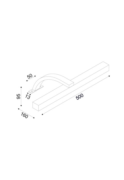 АПЛИК LED 8W 3000K 520LM VIDE  ХРОМ МЕТАЛ IP44 50X16X9,5CM