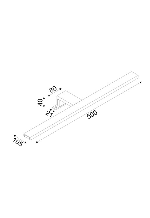 АПЛИК LED 8W 3000K 520LM VOIR ХРОМ МЕТАЛ IP44 50X4X10,5CM