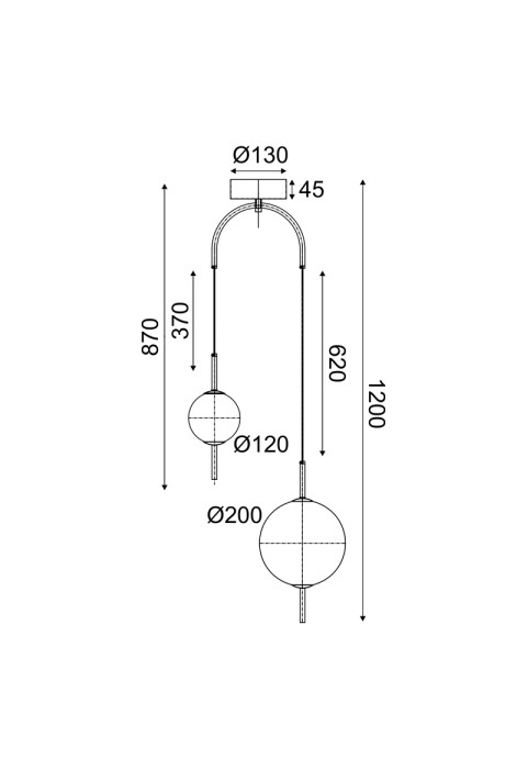 ПЕНДЕЛ LED 11W 3000K 1150LM AMELIA ЧЕРЕН МЕТАЛ+БЯЛО СТЪКЛО D37XH120CM