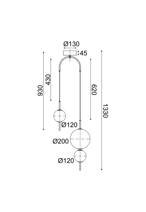 ПЕНДЕЛ LED 15W 3000K 1500LM AMELIA ЧЕРЕН МЕТАЛ+БЯЛО СТЪКЛО D37XH130CM