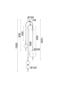 ПЕНДЕЛ LED 19W 3000K 1950LM AMELIA ЧЕРЕН МЕТАЛ+БЯЛО СТЪКЛО D37XH150CM