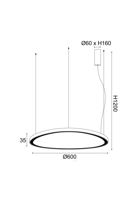ПОЛИЛЕЙ ACA LIGHTING / LED LIGHT 54W 3000K 4000LM HARMONY BLACK ALUMINUM IP20 D60XH120CM
