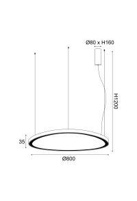 ПЕНДЕЛ LED 74W 3000K 6500LM HARMONY ЗЛАТИСТ АЛУМИНИЙ IP20 D80XH120CM
