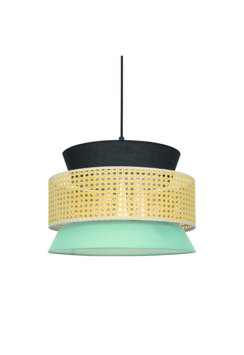 ПЕНДЕЛ NISYROS / HANGING F/S 1XE27 NISYROS BLACK-BLACK FABRIC+RATTAN WARE D40XH150CM