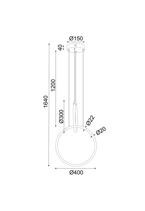 ПЕНДЕЛ LED 24W 3000K 1680LM VENUS ХРОМ МЕТАЛ IP20 40X30XH164CM