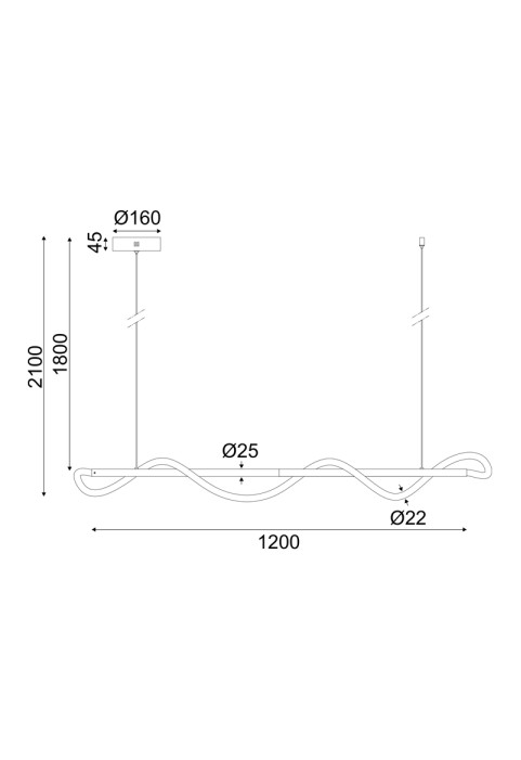 ПОЛИЛЕЙ 36W 3000K 2000LM KYMA  ЧЕРЕН МЕТАЛ IP20 120Χ6XΗ215CM 