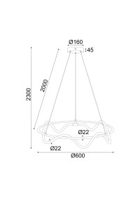 ПЕНДЕЛ LED 36W 3000K 2100LM KYMA  ЧЕРЕН МЕТАЛ IP20 D60XH230CM 