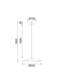 ПЕНДЕЛ  LED 5W 3000K 400LM NINFEA МЕСИНГ МЕТАЛ IP20 D22XH160CM