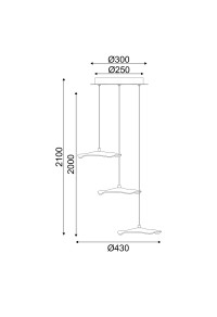 ПОЛИЛЕЙ LED 15W 3000K 1050LM NINFEA  МЕСИНГ МЕТАЛ IP20 D43XH210CM