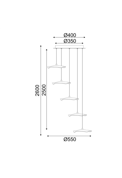 ПЕНДЕЛ LED 25W 3000K 1750LM NINFEA МЕСИНГ МЕТАЛ IP20 D55XH260CM