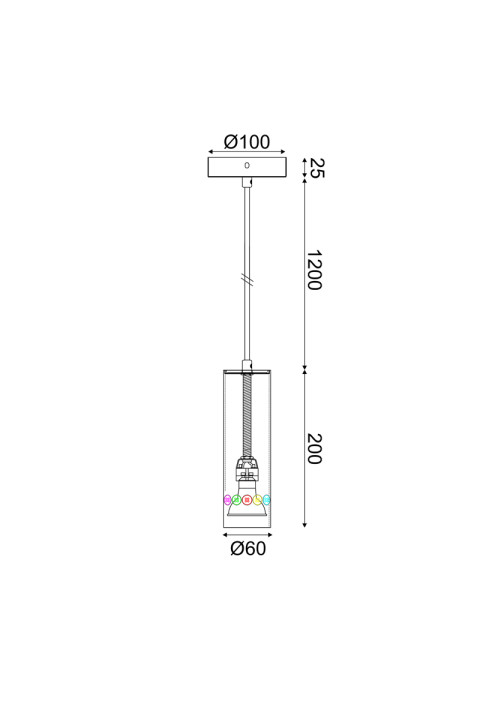 ПЕНДЕЛ 1XGU10 BUTTONS БЯЛ МЕТАЛ IP20 D6XD10XH150CM