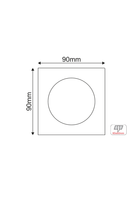 SPOT TRIMLESS MOVABLE BLACK SQUARE 90x90