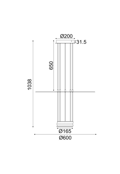 ПЕНДЕЛ LED 18W 3000K  1260LM ELIA ЧЕРЕН МЕТАЛ  IP20 D60XH104CM 