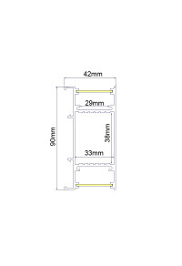 NIC UP-DOWN ALUMINUM PROFILE WITH OPAL PC DIFFUSER 2m/pc