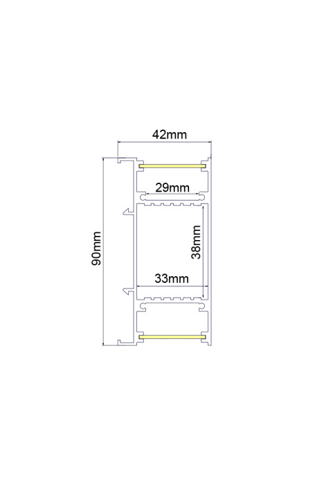 NIC UP-DOWN ALUMINUM PROFILE WITH OPAL PC DIFFUSER 2m/pc