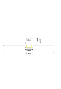 LATE ULTRA MINI TRIMLESS ALUMINUM PROFILE  WITH OPAL PC DIFFUSER 2m/pc