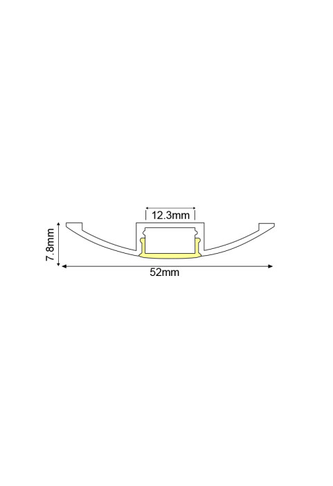2WING ALUMINUM PROFILE WITH OPAL PC DIFFUSER 2m/pc
