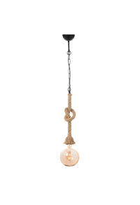 ПЕНДЕЛ ACA LIGHTING / NETTO PENDANT 1X27 BLACK METAL+SINGLE BRAIDED ROPE+CHAIN ​​H100CM ONLY FOR