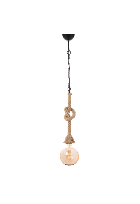 ПЕНДЕЛ ACA LIGHTING / NETTO PENDANT 1X27 BLACK METAL+SINGLE BRAIDED ROPE+CHAIN ​​H100CM ONLY FOR