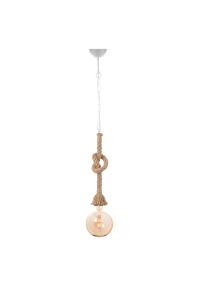 NETTO PENDANT 1XE27 METAL WHITE+ SINGLE BRAIDED ROPE+CHAIN Η100CM
