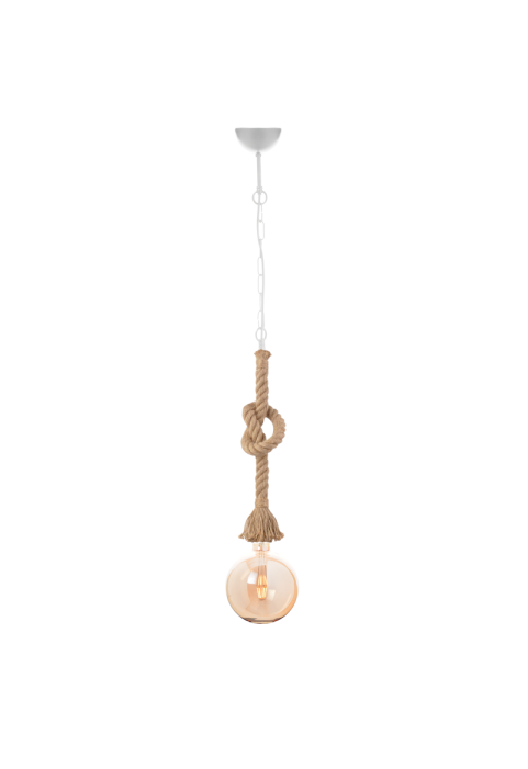 NETTO PENDANT 1XE27 METAL WHITE+ SINGLE BRAIDED ROPE+CHAIN Η100CM