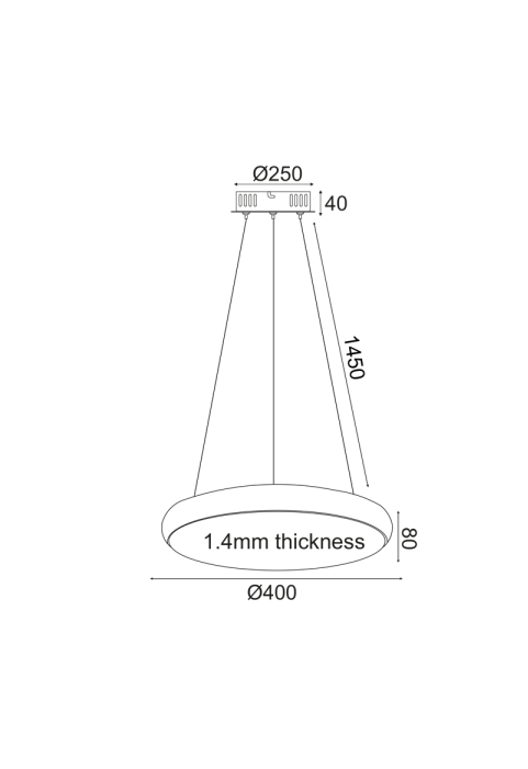 ПОЛИЛЕЙ ЛЕД 32W 2560LM 3000K БЯЛО МЕТАЛНО D40XH140CM KALLISTA