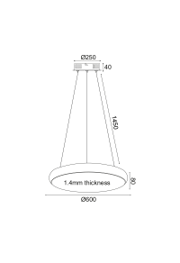 ПОЛИЛЕЙ ЛЕД 54W 4320LM 3000K ЧЕРНО МЕТАЛНО D60XH135CM KALLISTA