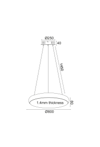 ЛЕД ПЕНДЕЛ ACA LIGHTING / PENDANT LED LIGHT 70W 5600LM 3000K BLACK WITH METER D80XH130CM KALLISTA