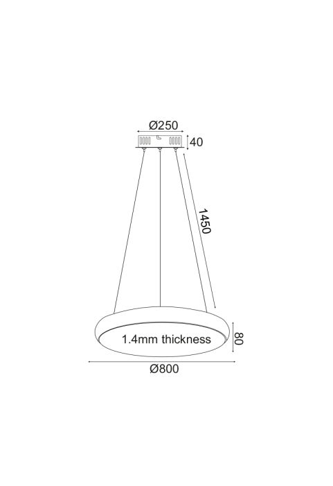 ЛЕД ПЕНДЕЛ ACA LIGHTING / PENDANT LED LIGHT 70W 5600LM 3000K BLACK WITH METER D80XH130CM KALLISTA
