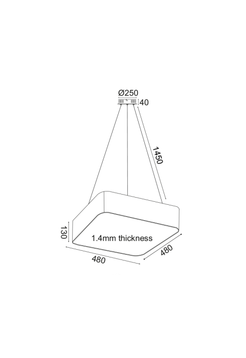 ПЕНДЕЛ ЛЕД 40W 3200LM 3000K БЯЛО МЕТАЛНО 48X48XH140CM EMERY