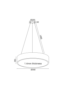 ПЛАФОН ЛЕД 32W 2560LM 3000K ЧЕРНО МЕТАЛНО D35XH140CM OPTIMUS