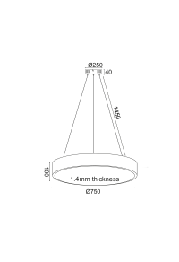 ПЕНДЕЛ ЛЕД 60W 4800LM 3000K ЧЕРНО МЕТАЛНО D75XH130CM OPTIMUS