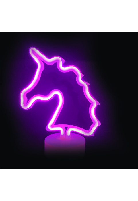 UNICORN, 47 НЕОНОВИ LED СВЕТЛИНИ С БАТЕРИЯ (3xAA)/USB, РОЗОВ, IP20, 25x10x28cm