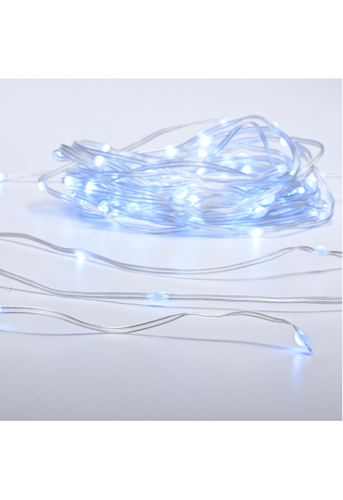 100 LED СТРУННИ СВЕТЛИНИ, МЕДЕН КАБЕЛ, CW  АДАПТОР 8 ФУНКЦИИ IP44 ДЪЛЖИНА 30m 2m ПРОЗРАЧЕН КАБЕЛ