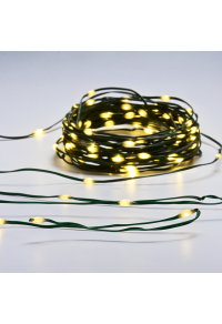 100 LED СТРУННИ СВЕТЛИНИ, МЕДЕН КАБЕЛ, WW  АДАПТОР 8 ФУНКЦИИ IP44 ДЪЛЖИНА 30m 2m ЗЕЛЕН КАБЕЛ