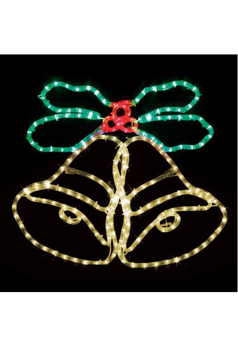 ДВОЙНИ КАМБАНИ 288LED МОТИВ 8м LED СВЕТЕЩ МАРКУЧ, ЧЕРВЕНО-ЗЕЛЕНО-ЖЪЛТО IP44 75x58см 1,5м  КАБЕЛ