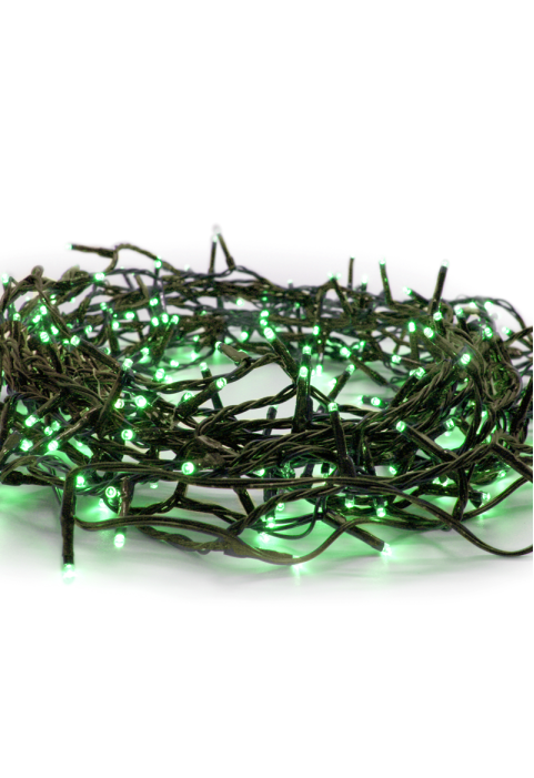 180 LED СТРУННИ СВЕТЛИНИ НА 5 см ЗЕЛЕНО, АДАПТЕР 31VDC И 8 ФУНКЦИИ IP44 3m ЗЕЛЕН КАБЕЛ
