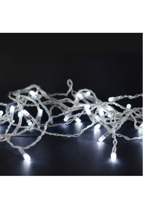 180 LED СТРУННИ СВЕТЛИНИ НА 5 см БЯЛО, АДАПТЕР 31VDC И 8 ФУНКЦИИ IP44 3m ПРОЗРАЧЕН КАБЕЛ