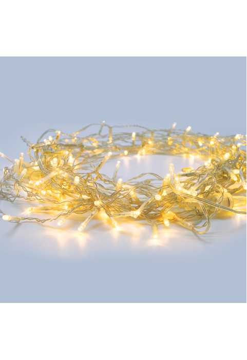 300 LED СТРУННИ СВЕТЛИНИ НА 5 см  ТОПЪЛО БЯЛО АДАПТЕР 31 VDC И МОЖЕЩИ СЕ СВЪРЗИ МАКСИМУМ 2 КОМПЛЕТА IP44 3 м ПРОЗРАЧЕН КАБЕЛ