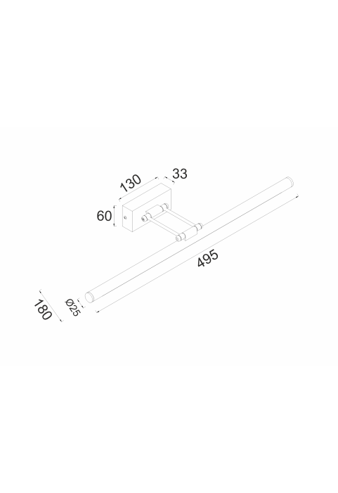 АПЛИК ЛЕД  12W 4000K 780LM ЧЕРНО МЕТАЛНО  IP44 50X6X19CM RIO